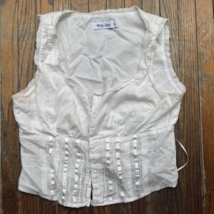 With Jean Ivory Lace Accent Blouse